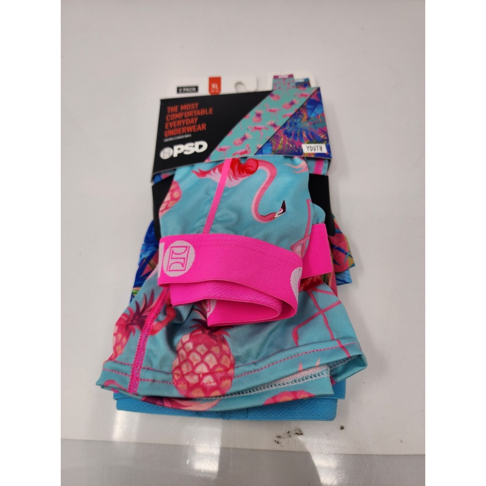 PSD Boys Tropical Flamingo Boxer Briefs Blue Polyester Blend Athletic Size XL